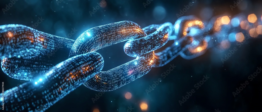 Futuristic 3D illustration of a global blockchain network, showing flowing binary code data cells and interconnected distributed ledger systems for secure data exchange Futuristic 3D illustration of a global blockchain network, showing flowing binary code data cells and interconnected distributed ledger systems for secure data exchange