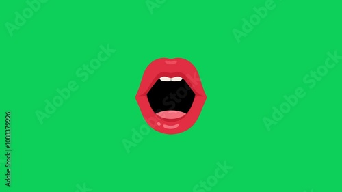 Cartoon talking simply mouth or funny face for side green screen insert, chroma key green screen motion graphics stock video 3D animation. Ultra high resolution.