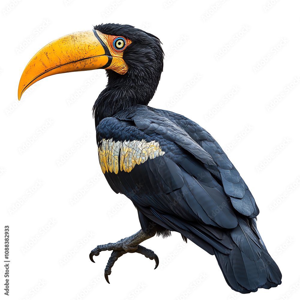 Obraz premium Toucan with vibrant beak, white isolate background