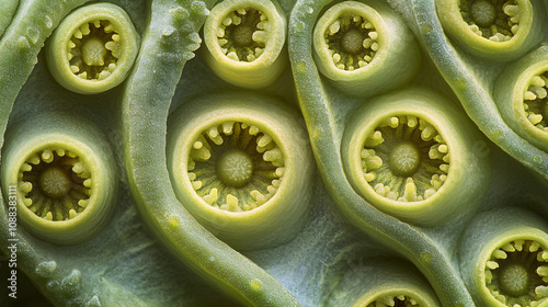 Fern Rhizome: Microscopic Cambium Cells, Green Macro Photography photo