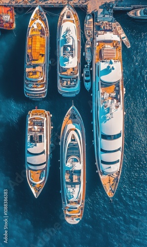 Wallpaper Mural Explore the Elegance of Yachting: Aerial View of Luxury Boats Docked in a Vibrant Marina, Showcasing Exquisite Design and Serene Water Surroundings Torontodigital.ca