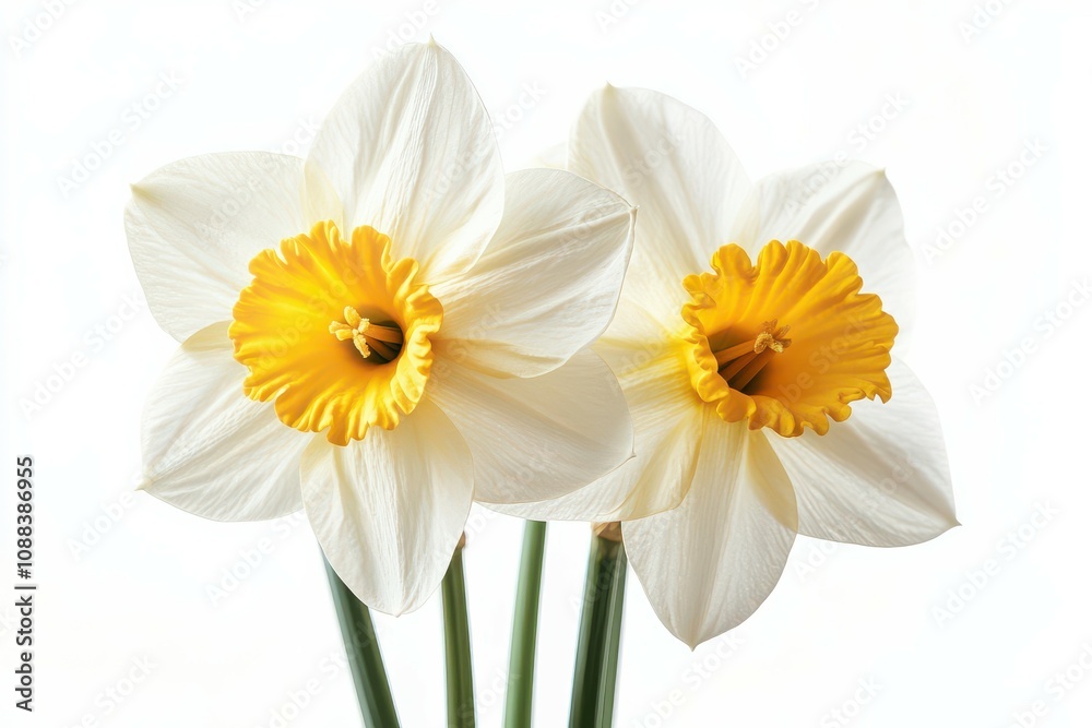 Fototapeta premium Two White Daffodils with Yellow Centers.