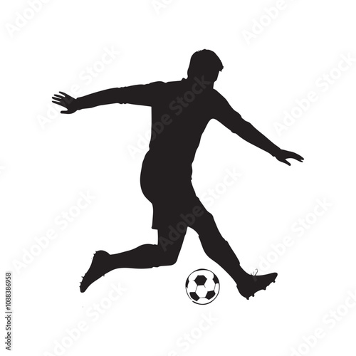 Minimalistic Black Silhouette of Soccer Player