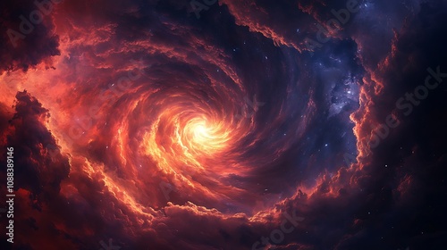 Cosmic swirl of colors and light space digital art universe perspective