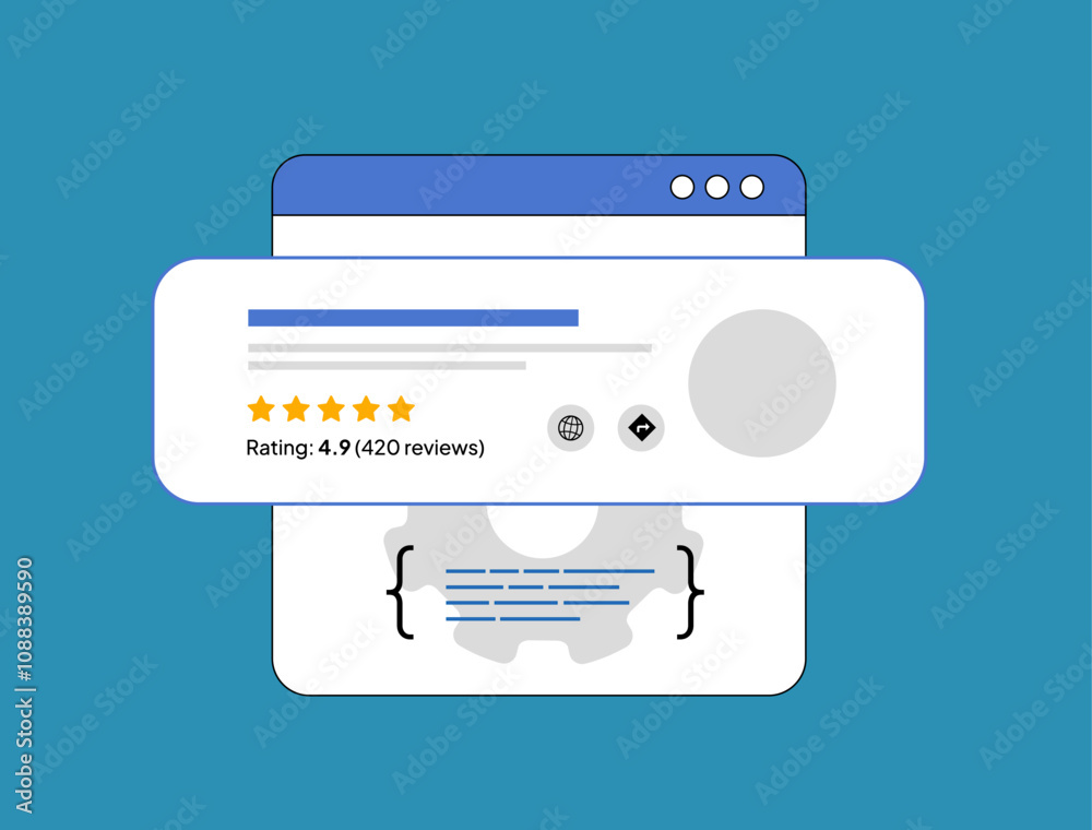 Local Business SEO with Schema Markup. Boost local SEO by using schema markup for business listings, reviews and events. Local search results enhanced by schema structured data vector illustration Local Business SEO with Schema Markup. Boost local SEO by using schema markup for business listings, reviews and events. Local search results enhanced by schema structured data vector illustration