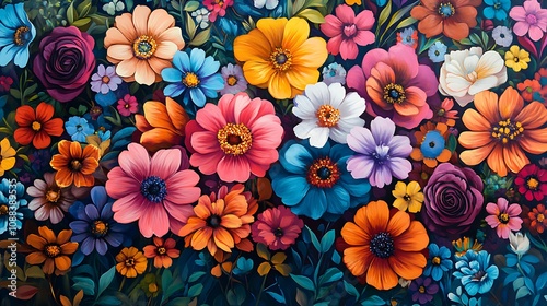 Vibrant floral artwork display art gallery painting indoor close-up nature's beauty