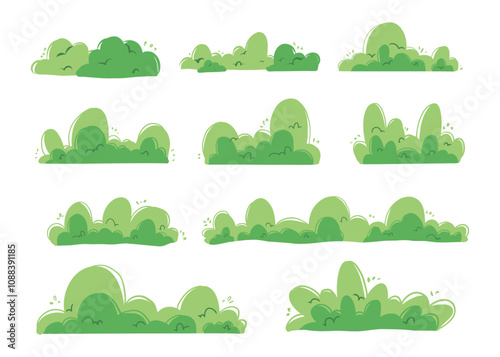 Handdrawn Green Bush Illustration