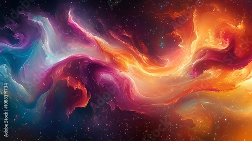 Cosmic swirls of color outer space digital art abstract universe