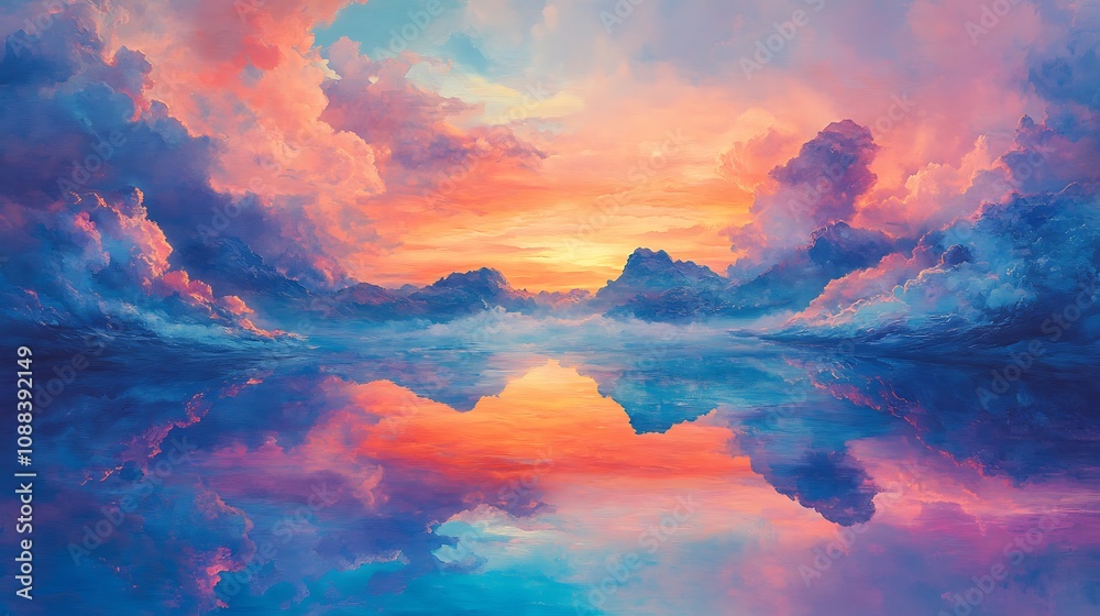 Sunset reflection over calm waters nature landscape serenity Sunset reflection over calm waters nature landscape serenity