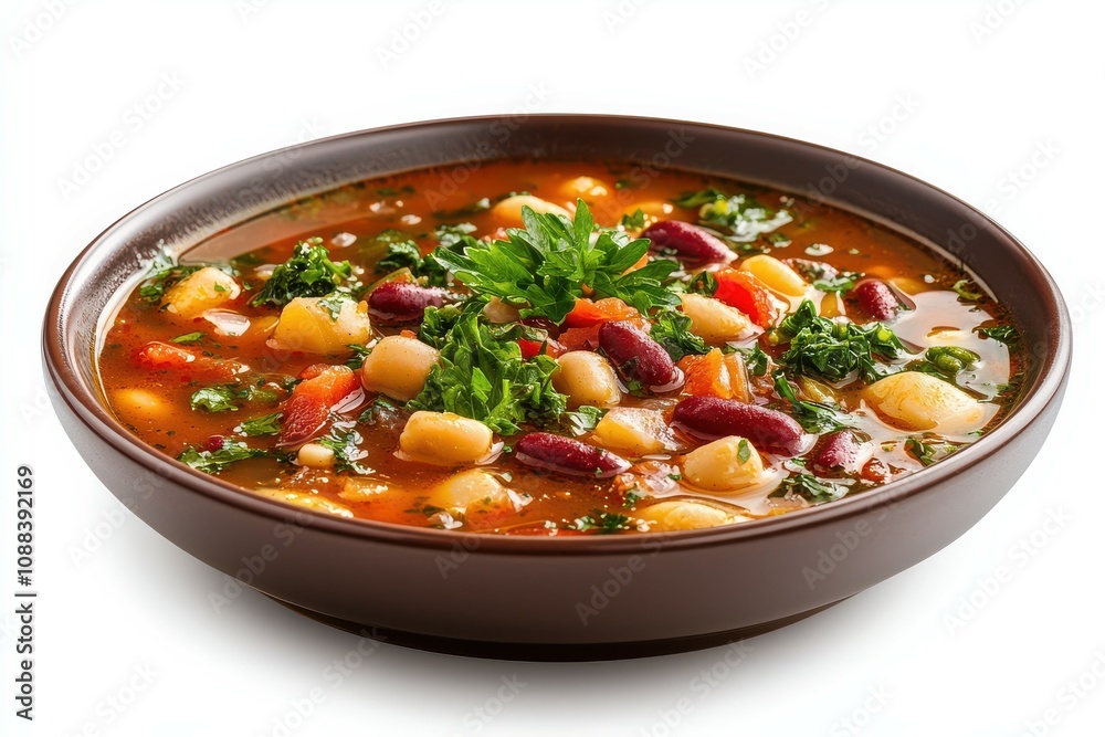 Bowl of Vegetable Soup with White Beans and Red Beans. Bowl of Vegetable Soup with White Beans and Red Beans.