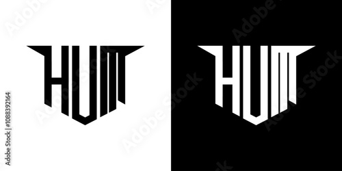 HUM letter logo design with white background in illustrator, vector logo modern alphabet font overlap style, calligraphy designs for logo, Poster, Invitation, etc.
