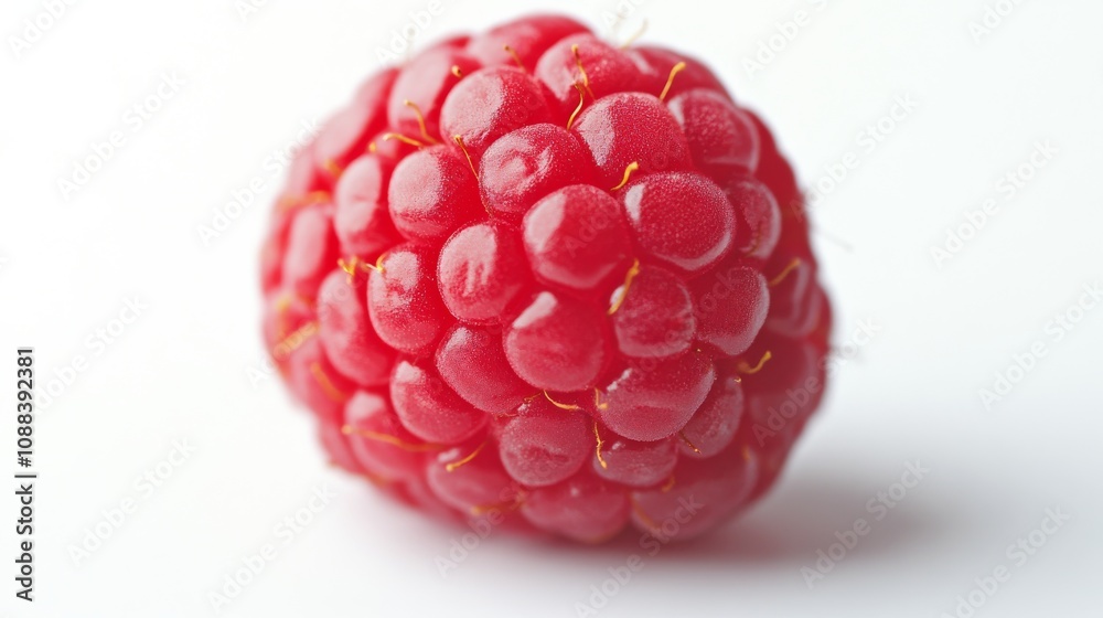 A fresh ripe raspberry with its vibrant red color and delicate, bumpy texture, Each raspberry’s vibrant color and subtle imperfections captured with precision A fresh ripe raspberry with its vibrant red color and delicate, bumpy texture, Each raspberry’s vibrant color and subtle imperfections captured with precision