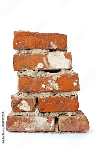 Brick wall on white background photo