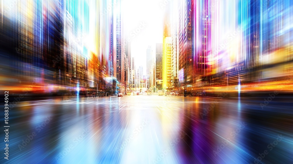 Vibrant Abstract Cityscape with Blurred Lights and Reflections Capturing the Energy of an Urban Environment in Motion Under Bright City Glow Vibrant Abstract Cityscape with Blurred Lights and Reflections Capturing the Energy of an Urban Environment in Motion Under Bright City Glow