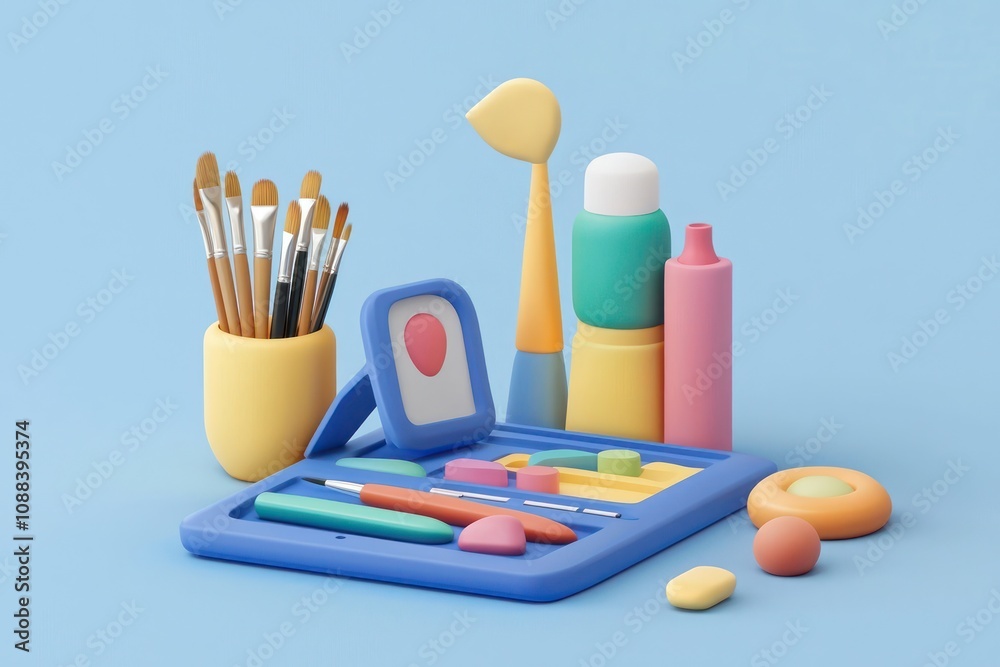 Fototapeta premium Additional 3D glyph icon representing digital art creation utilities.