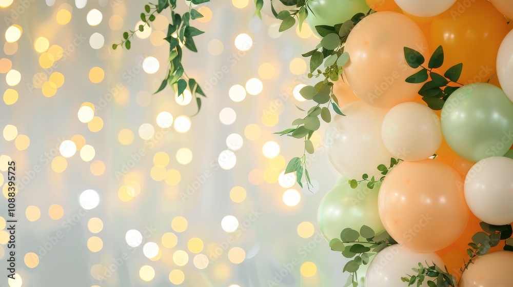 Gold balloon arch creating a striking focal point at celebratory event elegant venue decorative setup festive atmosphere Gold balloon arch creating a striking focal point at celebratory event elegant venue decorative setup festive atmosphere