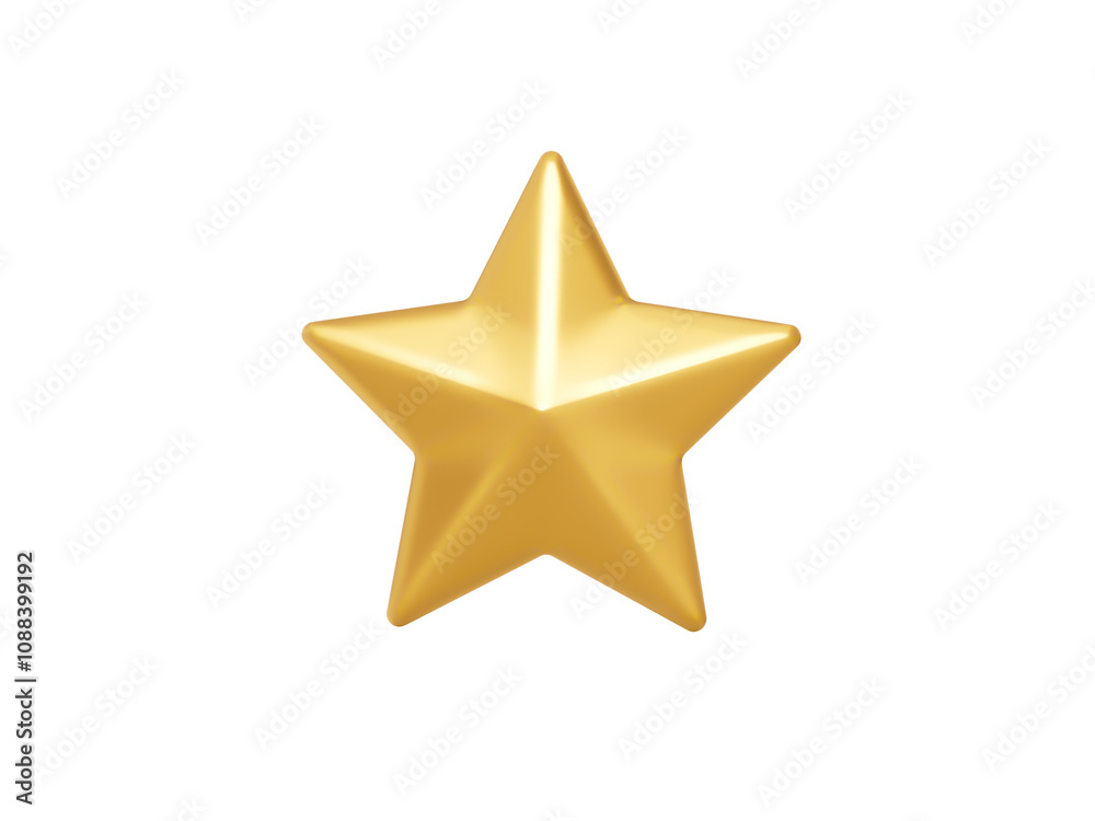 3d One Golden Shiny Rating Star Symbol Isolated On White Background, 3d illustration

