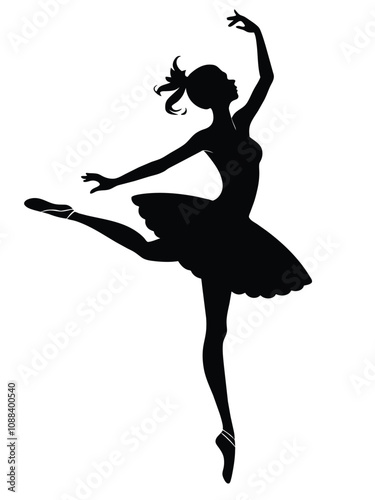 Ballerina girl design Vector, black silhouette of a cute girl