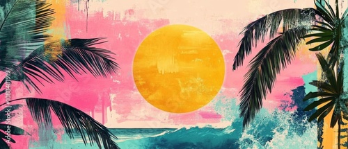 Rollerdrome Party Collage Kit: Bright Retro 80s Elements, Cocktails, Music. Modern Illustration for Festive Events.