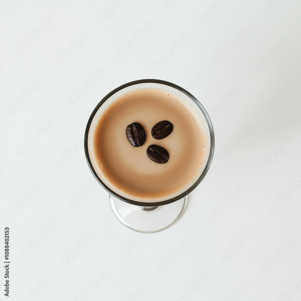 Espresso martini cocktail garnished with coffee beans Espresso martini cocktail garnished with coffee beans