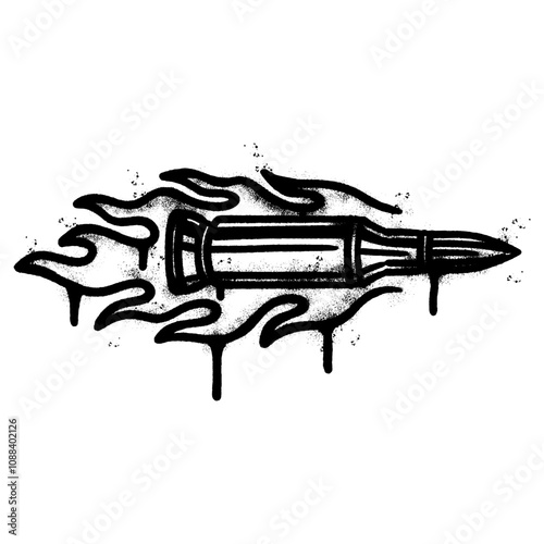 Spray Painted Graffiti Bullet icon isolated on white background.