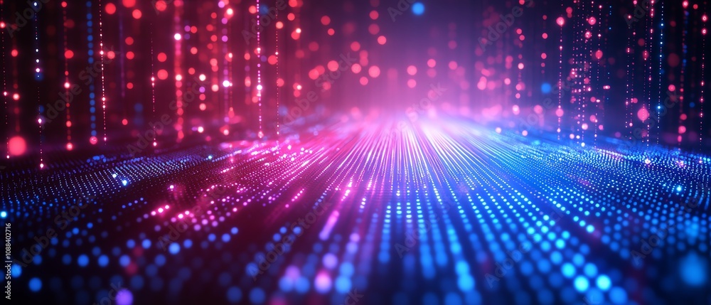 Fototapeta premium Blue digital technology backdrop with gradient colors, network data transfer, simple shapes, abstract techinspired design, futuristic digital elements