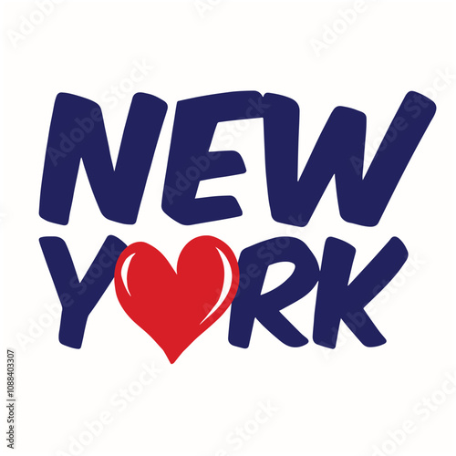  NEW YORK with RED HEART,,slogan graphic for t-shirt,vector