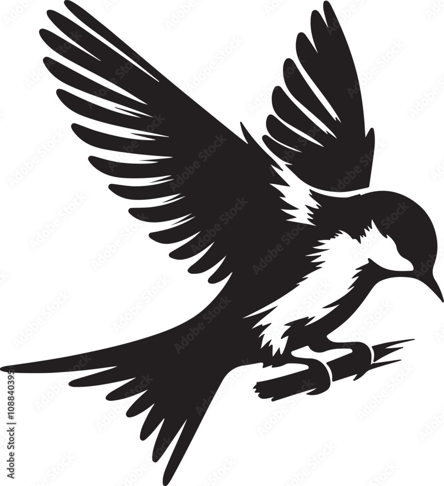 Obraz premium A vector silhouette image of a bird on a white background