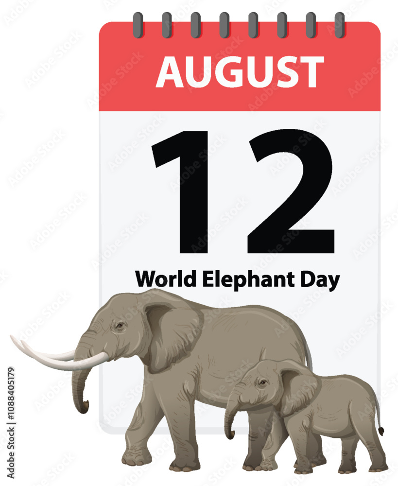 Fototapeta premium World Elephant Day Celebration Illustration