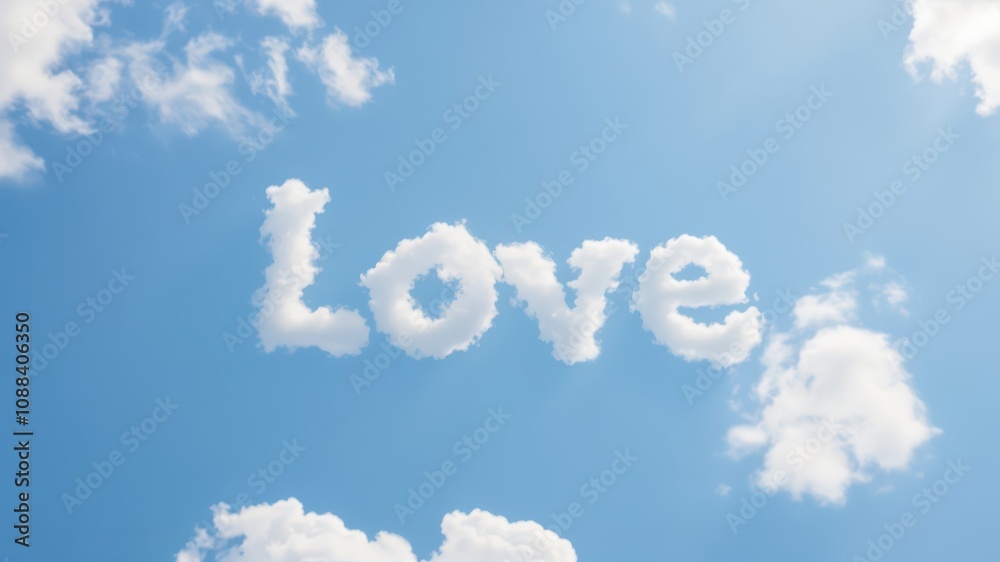 Romantic Love Message Written in Fluffy Clouds Romantic Love Message Written in Fluffy Clouds