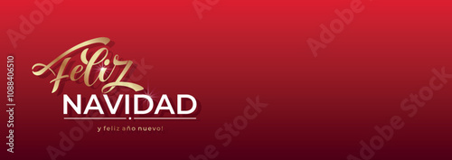 Feliz Navidad spanish Merry Christmas Modern calligraphy lettering on sticker for season greetings. Vector background