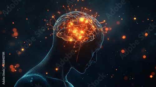 Neural connections glowing with creativity and innovation in digital brain photo