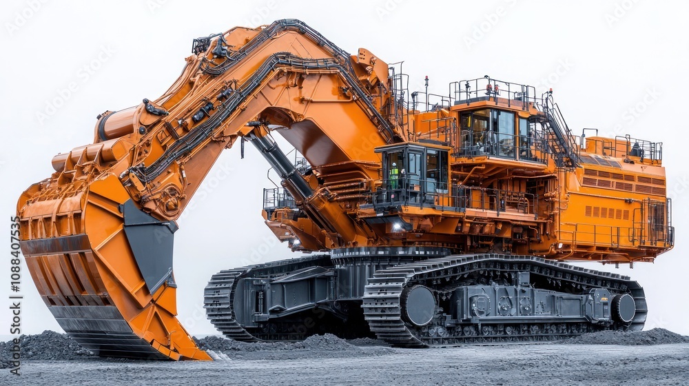 Big Excavator Working White Background Big Excavator Working White Background