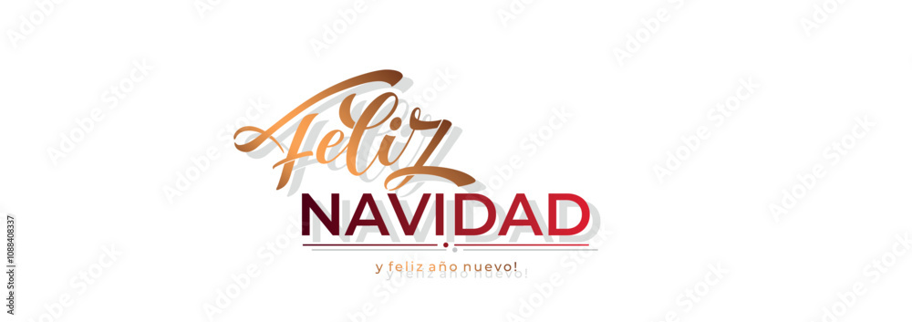 Feliz Navidad spanish Merry Christmas Modern calligraphy lettering on sticker for season greetings. Vector background