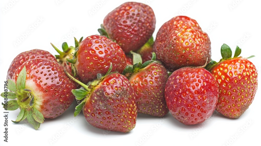 A handful of fresh, ripe strawberries with their vibrant red color and tiny seeds, Each strawberry’s vibrant color and subtle imperfections captured with precision A handful of fresh, ripe strawberries with their vibrant red color and tiny seeds, Each strawberry’s vibrant color and subtle imperfections captured with precision