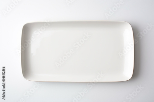 Elegant White Rectangular Plate for Culinary Presentations, Ideal for Serving Food in a Minimalist Style, Great for Restaurants and Home Dining Experiences