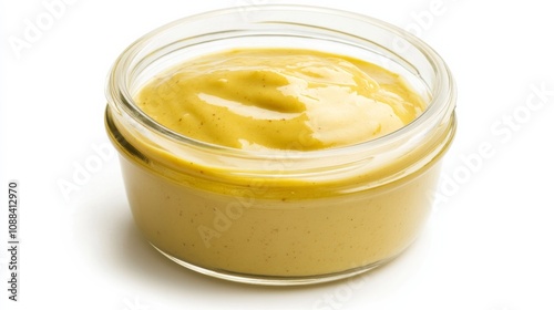 A jar of tangy honey mustard sauce with a perfect balance of sweetness and spice, Each dollop’s smooth texture and golden hue captured with precision