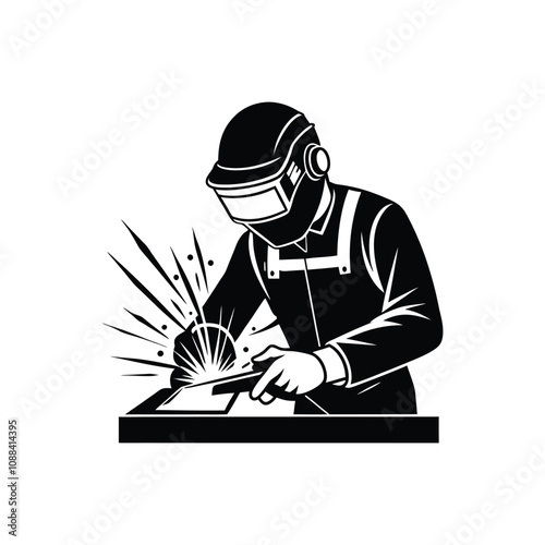 Skilled Welder Clipart Design Welding Vector Illustration