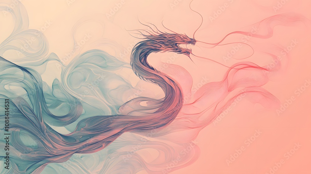 Elegant Dragon Illustration in Flowing Colors Elegant Dragon Illustration in Flowing Colors