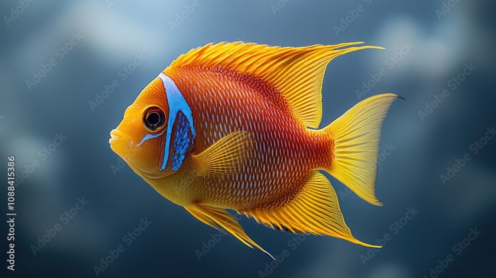 Naklejka premium Vibrant Orange Fish with Blue Markings