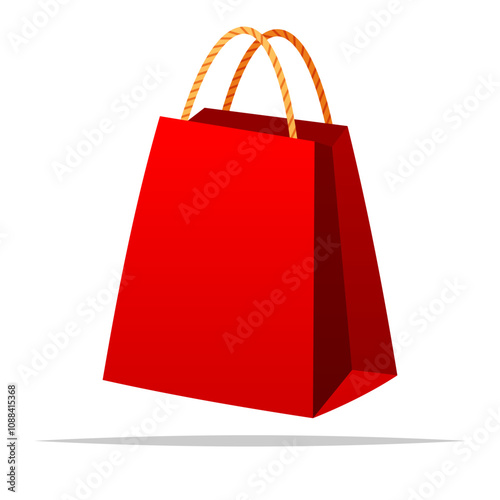 Red shopping bag vector isolated illustration