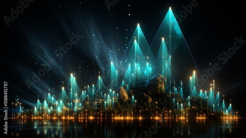 Wallpaper Mural A cityscape with a blue sky and mountains in the background Torontodigital.ca