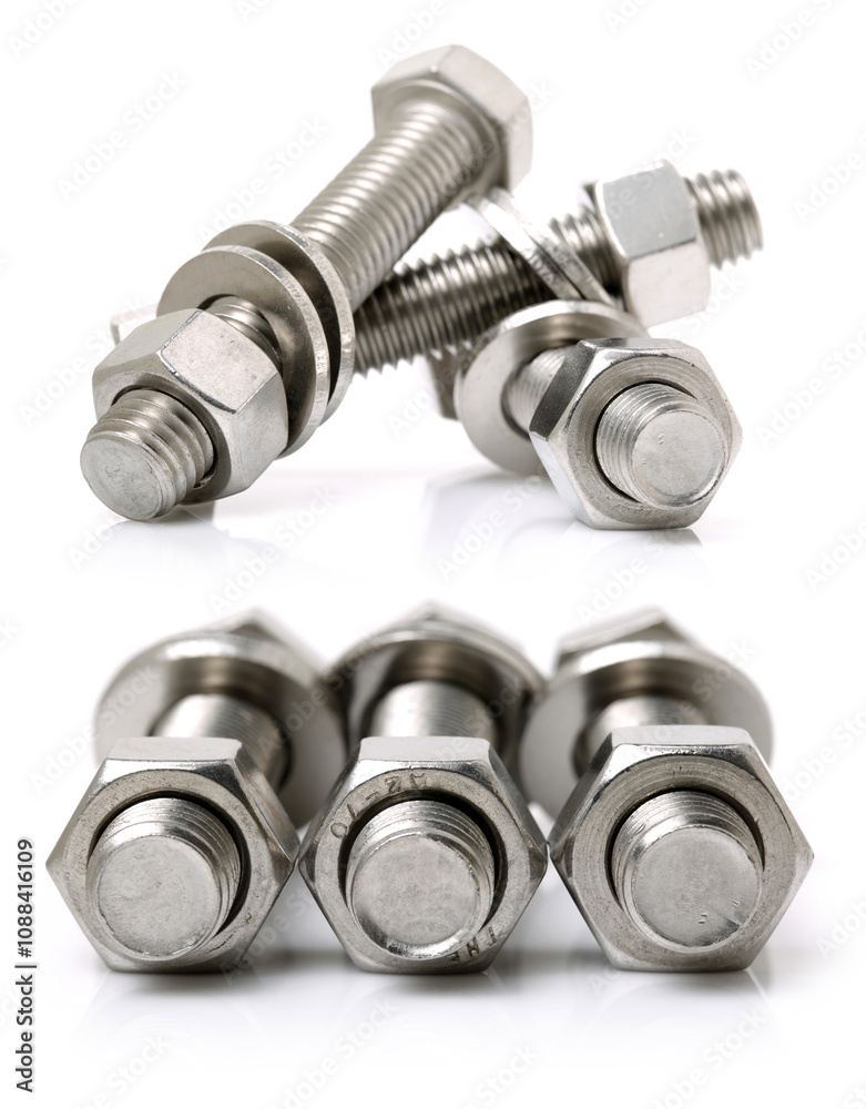 bolt and nut isolated on white background 