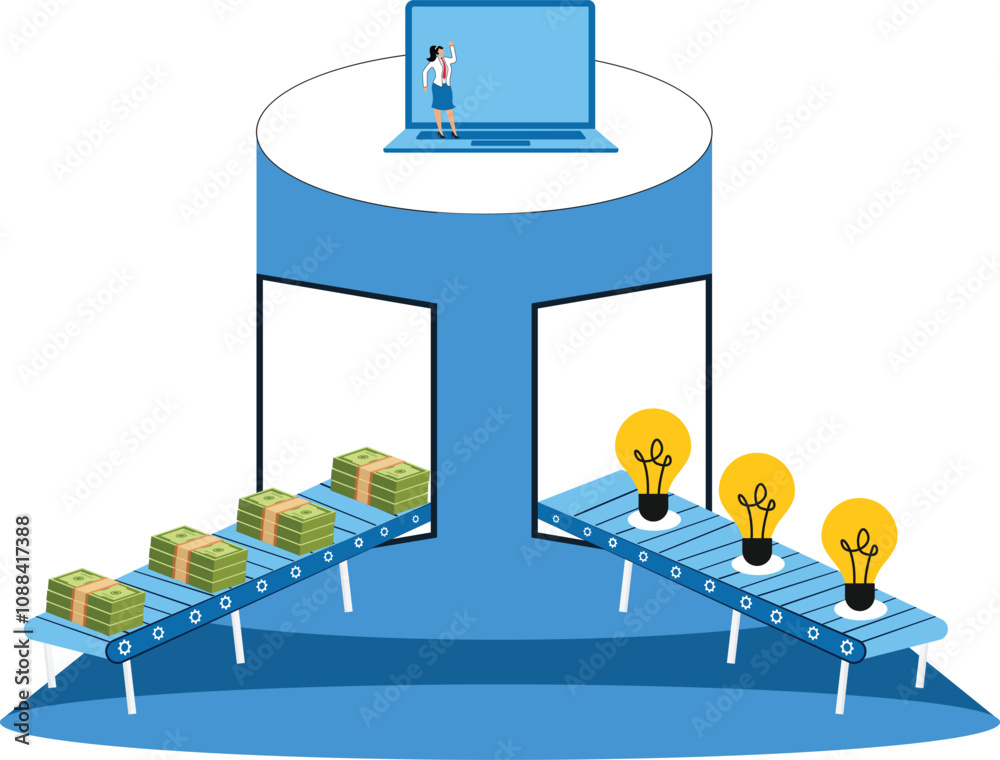 Production Profit, Production line Businessswoman Production Profit, Production line Businessswoman