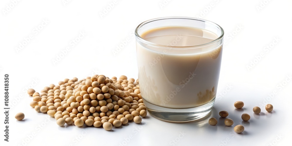 Glass of Soybean Milk on Transparent Background - Healthy Plant-Based Drink Glass of Soybean Milk on Transparent Background - Healthy Plant-Based Drink