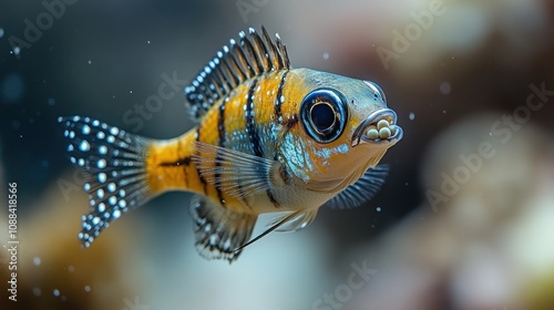 Close-up of a colorful fish with a unique appearance photo