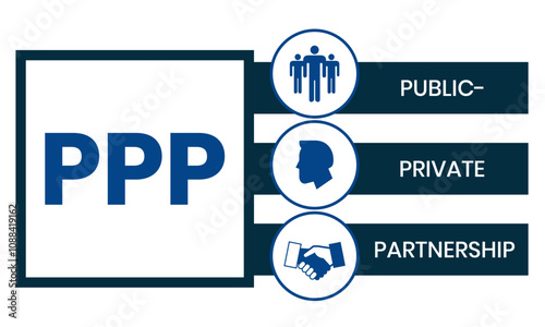 PPP - Public-private partnership acronym. business concept background. vector illustration concept with keywords and icons. lettering illustration with icons for web banner, flyer, landing page