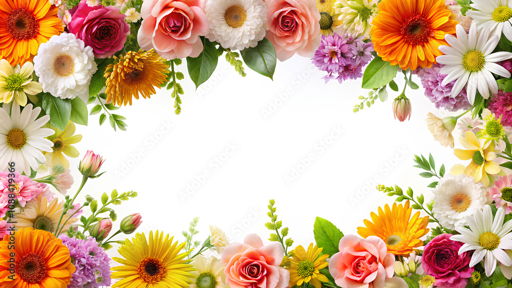 Flower border, on isolate white background Flower border, on isolate white background