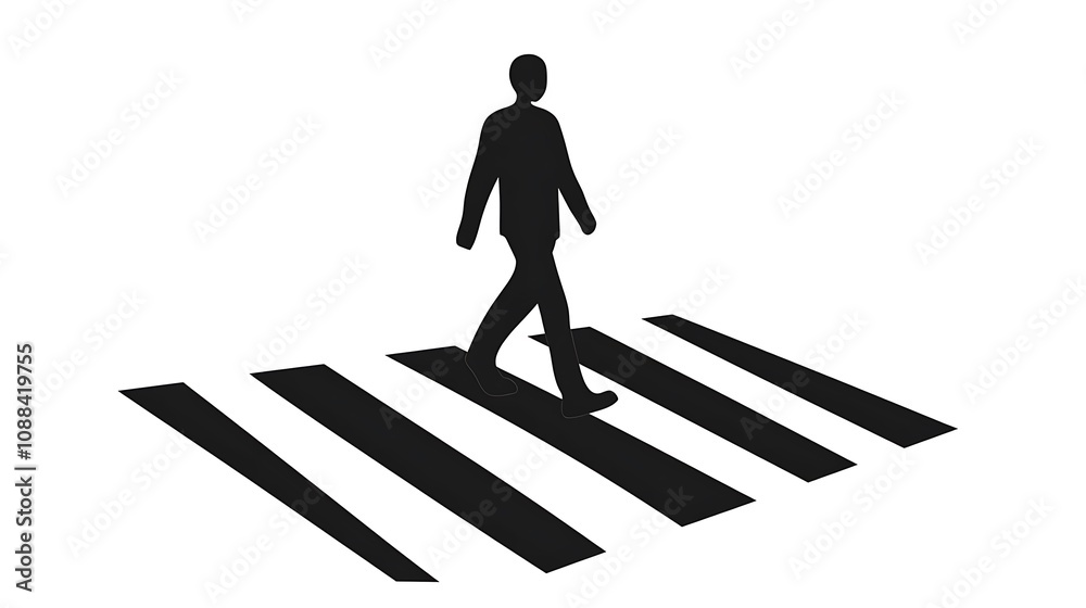 Silhouette of a Person Crossing a Pedestrian Crossing Silhouette of a Person Crossing a Pedestrian Crossing