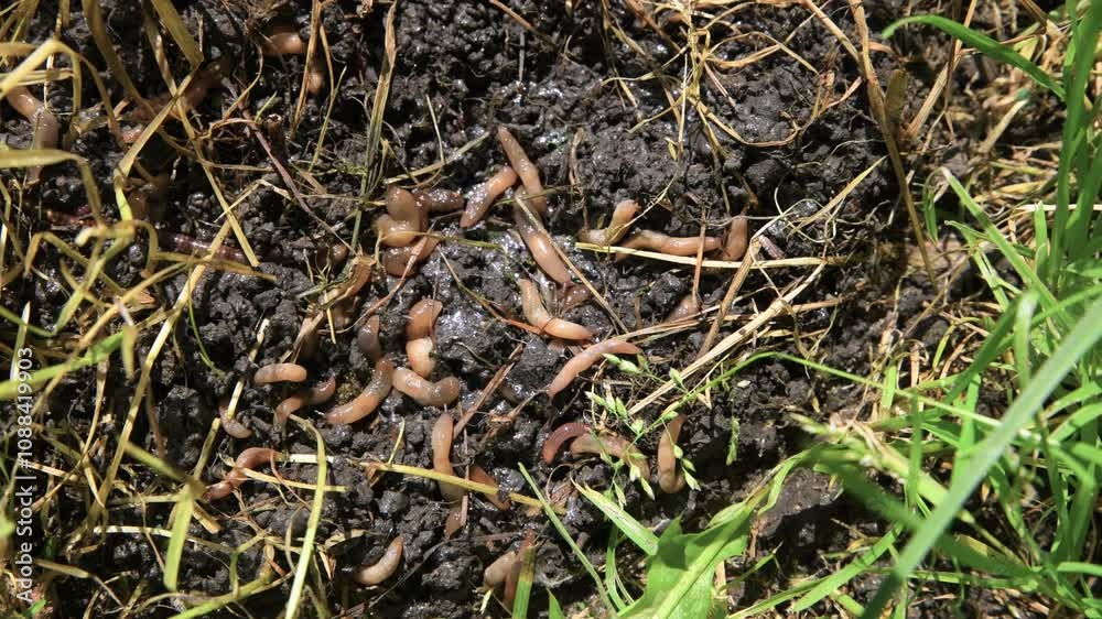 Cluster of slugs on the ground. Agricultural pests. Garden slug, gastropod. Cluster of slugs on the ground. Agricultural pests. Garden slug, gastropod.